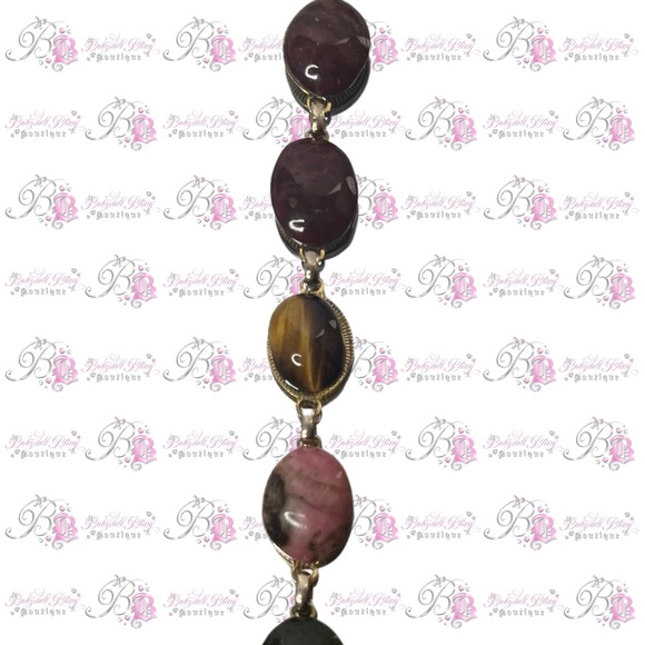 1940s scarab bracelet EGYPTIAN STYLE real gem stone healing crystals rare - Picture 7 of 12